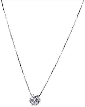 SHOUSHI Women's Simple 925 Silver Star Diamond Necklace S925 Sterling Silver Single Diamond Necklace Women's Fashion Simple Temperament Flash Drill Clavicle Chain Wild