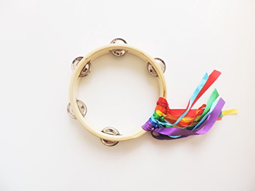 Wooden Rainbow Tambourine Toy