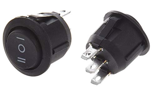 INTERRUTTORE ROTONDO 20mm 3 CONTATTI NERO 250V 6A ON/OFF/ON... en promo sur Amazon
