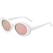 SOJOS Clout Goggles Oval Mod Retro Vintage Kurt Cobain Inspired Sunglasses Round Lens SJ2039 with White Frame/Pink Mirrored Lens