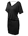 JJ Perfection Women's Short Sleeve V-Neck Mini Dress with Waist String