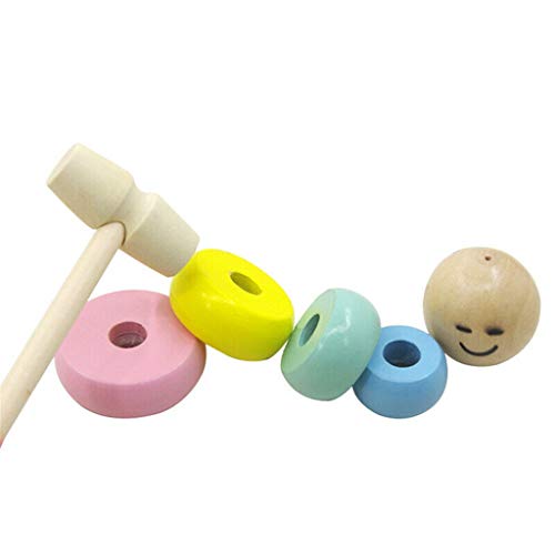 Halloween Wooden Man Magic Toy,Rainbow Stacking Rings,Puppet Man Who Can't Beat Tumbler,Funny Magic Toy Gift for children Adult,Child Marionette Interactive Toys for Christmas Party (B)
