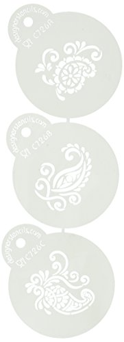 Designer Stencils C726 Silk Paisley Cookie Stencils, Mini, Beige/Semi-Transparent