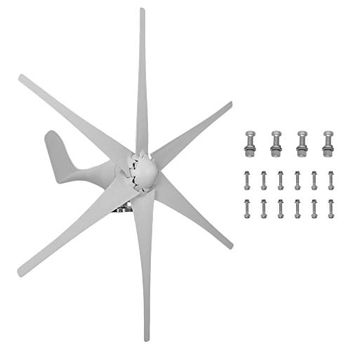 Simoner Upgrade Horizontal Wind Turbine Generator, Wind Power Generator Kit 500 Watt with 6 Nylon Fiber Blades for Home and Business Power Supplementation, 500W (48v, White 1)