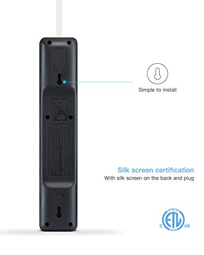 image for KMC 4-Outlet Surge Protector Power Strip, Overload Protection, 2-Foot 