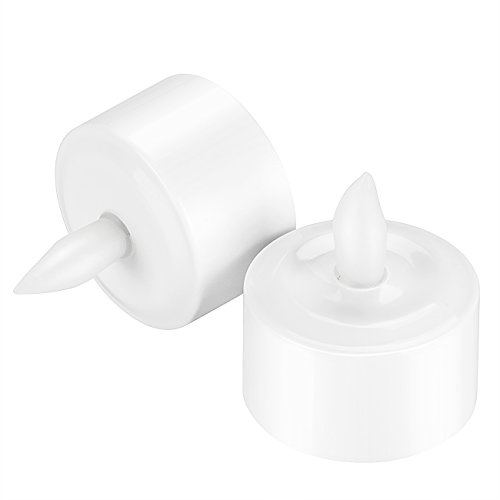 EXPOWER Flameless Candles - 12 Rechargeable LED Flickering Tea Lights + 12 Frosted Cups - Comes With Charging Base, No Battery Needed