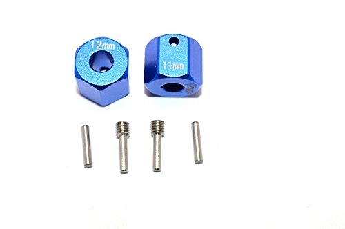 Axial SCX10 II Upgrade Parts (AX90046) Aluminum Wheel Hex Adapters 12mm X 11mm - 2Pcs Set Blue