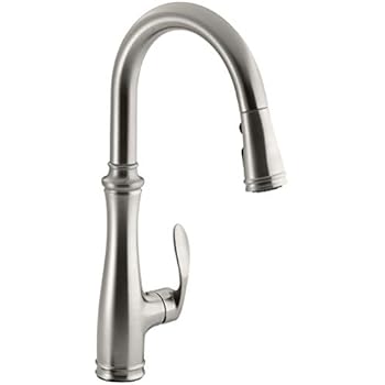 Kohler K-560-Vs Bellera Pull-Down Kitchen Faucet, Vibrant Stainless Steel, Single-Hole Or Three-Hole Install, Single Handle, 3-Function Spray Head, Sweep Spray And Docking Spray Head Technology