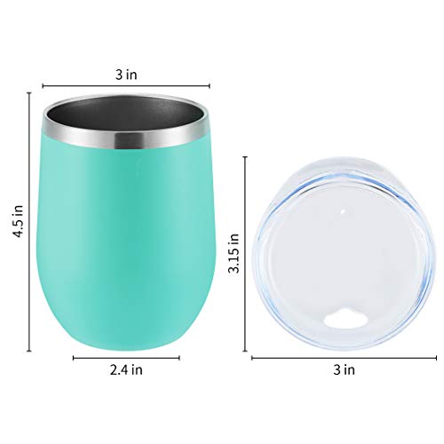 DOMICARE Insulated Wine Tumbler with Lid (1 Pack, Light Blue) - 12 OZ Stemless Double Wall Vacuum Traval Mug - Keeping Cold & Hot for Wine, Coffee, Cocktails, Drinks - Thumbnail 5