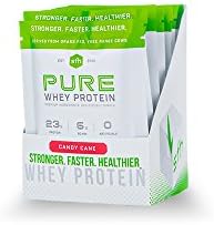 PURE Whey Protein Powder (Candy Cane) by SFH | Best Tasting 100% Grass Fed Whey | All Natural Non-GMO, No Artificials, Soy Free, Gluten Free | Single Serve 10 Count