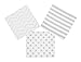 NODNAL CO. 3 Fitted Gray Mini Crib Pack n Play Playard Portable Crib Sheets Set - 100% OEKO-TEX Cotton Baby Girl/Boy Nursery Bedding, Gender Neutral Polka Dot Stripe Travel Pack and Play Playpen Sheet