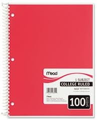 (6 Pack Value Bundle) MEA06622 Spiral Bound Notebook, College Rule, 8" x 10-1/2", White, 100 Sheets/Pad