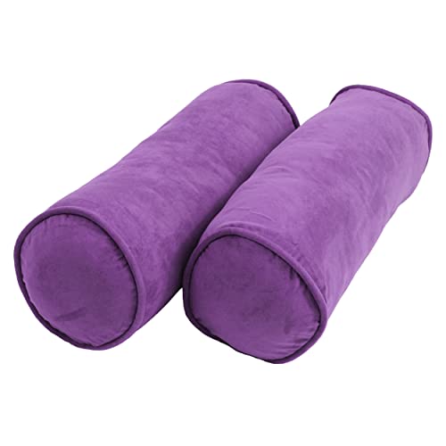 20-Inch By 8-Inch Double-Corded Solid Microsuede Bolster Pillows With Inserts (Set Of 2)  9814-Cd-S2-Ms-Uv