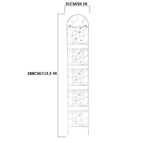 PLHMS Pflanzen-Rankhilfe aus Metall, für den Garten, Rankgitter mit Halter 288x51cm Kletterhilfe, Garten Pflanzenstütze… – Bild 4