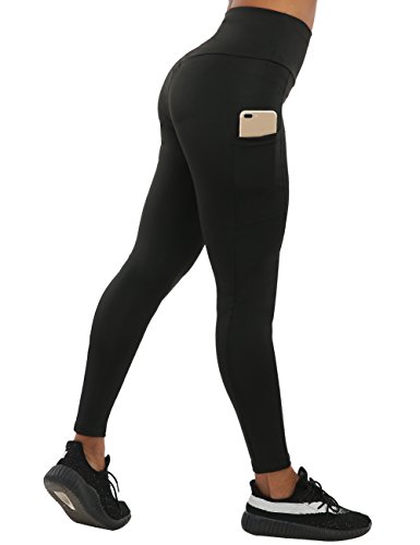 NORMOV High Waisted Two Pockets Yoga Pants Tummy Control Ruched Butt Workout Leggings for Women