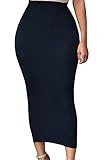 Sexy Womens Solid High-waisted Bodycon Cotton Maxi Skirt (Medium, Black)