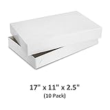 White Gloss Cardboard Apparel Decorative Gift Boxes with Lids for Clothing and Gifts 17x11x2.5 (10 Pack) | MagicWater Supply