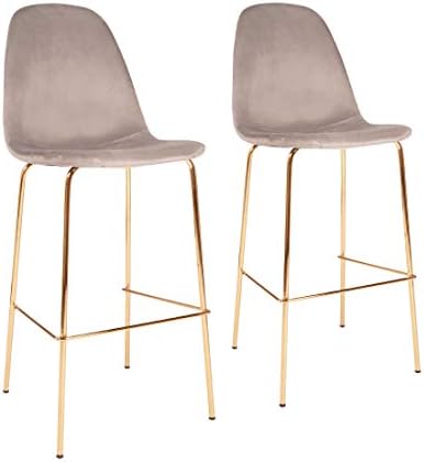 all about chair Set of 2 Kasdo Light Grey Velvet Bar Chairs Bar Stools Black Metal Legs for Restaurant Pub Kitchen Dining Room