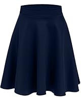 Women's Midi Skater Skirt Flared Stretch Skirt for Women - Made in USA Navy Small