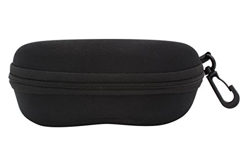 TBOC Hard Sunglasses Case - Black Belt Case for Reading Swimming Safety Work for Car Large Fashion Design with Zipper Closure Clip for Men Women Children