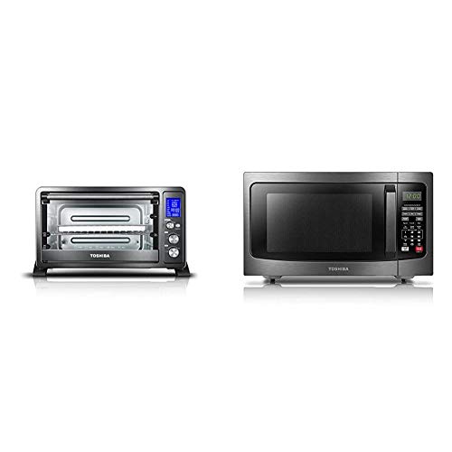 Toshiba AC25CEWBS Digital Toaster Oven & EM131A5CBS Microwave Oven