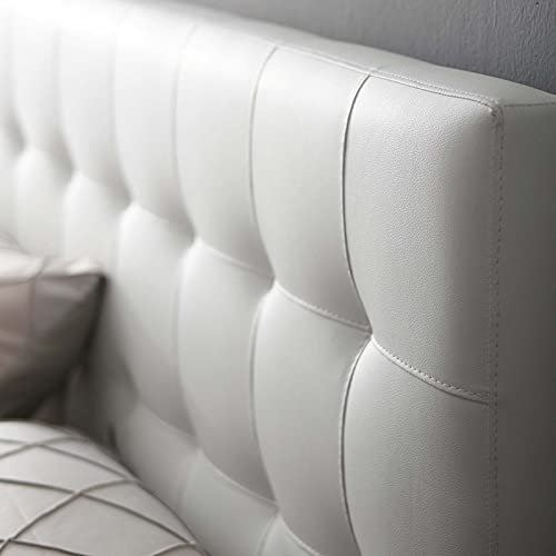 Modway Lily Tufted Faux Leather Upholstered King Headboard in White