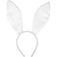 LKQBBSZ White Bunny Ears Cosplay Set for Easter, Cute Bunny Rabbit Ears Tail Bow Tie Halloween Costume Kit Halloween Party Accessories for Adult