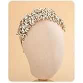 Sither Bridal Crystal Headband for Wedding Party Large Crystal Headpiece Hair Accessories for Bride Hair Clips for Prom Party Gift (gold)