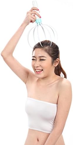Hand Held Scalp Head Massager Therapeutic Head Scratcher Electric Vibrating Accupressure Acupuncture Massage for Deep Relaxation 5-in-1 Head and Body Massager Kit (Blue)