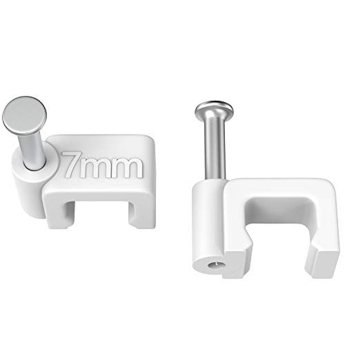 Nail-in Cable Clips 7mm, BUSOHE Flat Cable Wire Nail Clips for Cable Wire Management, 100pcs/Pack, White - Thumbnail 4