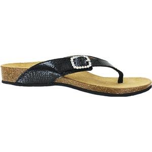 Vionic Isabeal Womens Toe-post Orthotic Sandal Black Patent Snake - 9