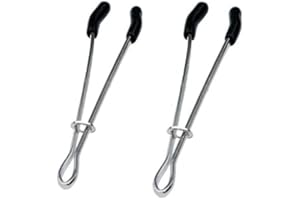 TOAR XDHC Body Jewelry Body Chain Fake Nipple Rings Non-Piercing Adjustable Ball Beaded Fashion Jewelry Black Silver (clamp)