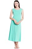 Alexander Del Rossa Womens Cotton Knit Nightgown, Long Sleeveless Sleep Dress