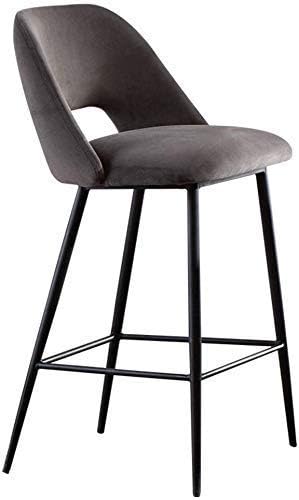 Stylish Simplicity Bar Stools High Stool Modern Counter Height Barstool, 35.0" H, Grey Velvet Sponge Cushion Dining Chair, Kitchen Upholstered Stool with Metal Carbon Steel Leg