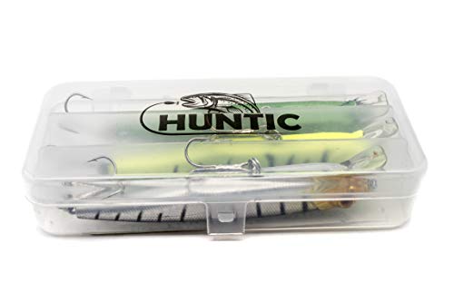 HUNTIC Minnow Wobbler Set 3 Stück Kunstköder + Fischköderbox | 10,5cm | 15,5g | Angelköder sinkend - Raubfischangeln wie… – Bild 3