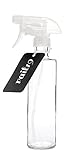 Rail19 Empty Refillable Glass Spray Bottle - Great for Essential Oils, Cleaning Products, Aromatherapy, Organic Beauty Treatments Durable Clear Trigger Sprayer w/ Spray and Stream Nozzle Settings
