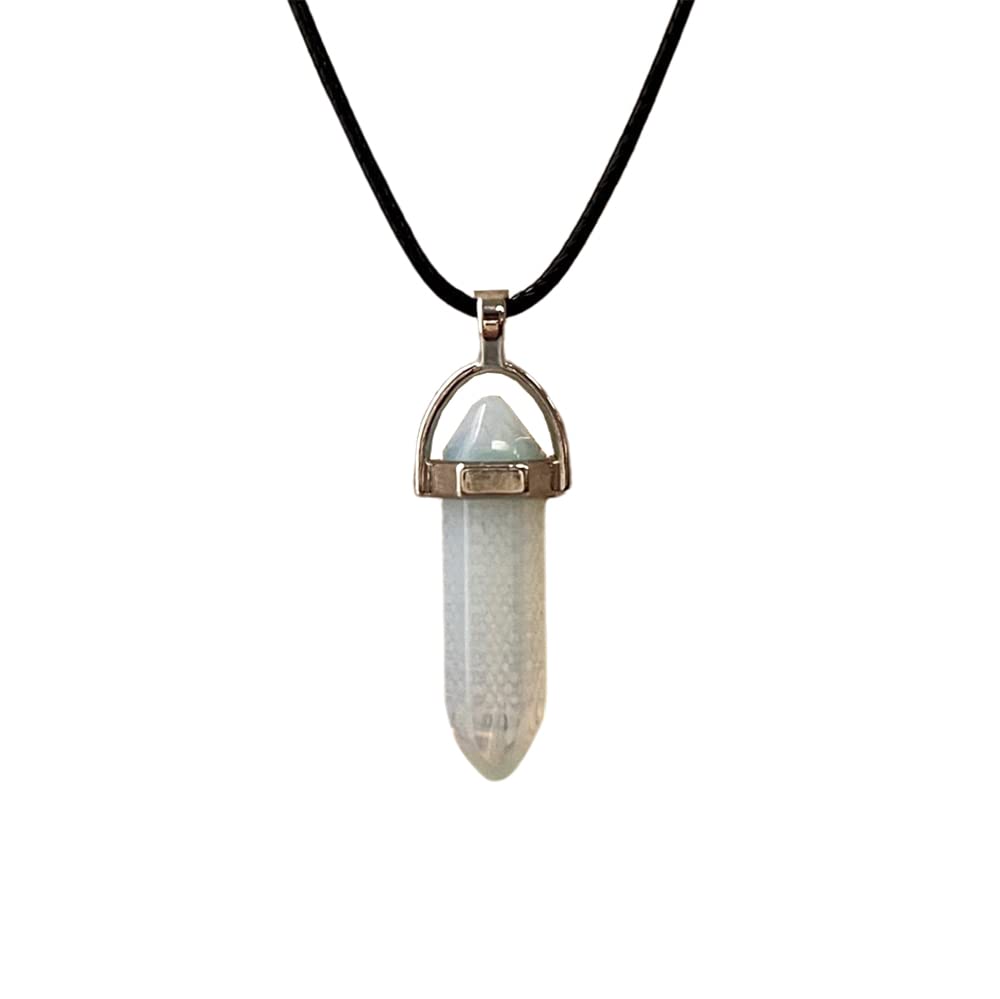 VIE Double Point Pencil Pendant, Black String (Opalite)