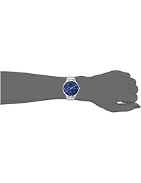 Reloj Skita Anita para mujer en tono plateado con pulsera de malla y esfera azul oscuro