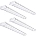 4FT LED Commercial Ceiling Wraparound Shop Light Fixture 40W 4000lm Low Profile Linear Flushmount Office Garage Home [2 lamp 32W Fluorescent Equivalent] 5000K Daylight ETL Listed 4 Pack