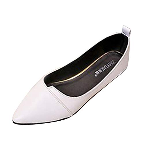 Women's Classic Single Shoes Flats Shoes Solid Pointed Toe Flat Heel Casual Loafers HunYUN