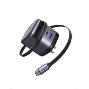 UGREEN 巻き取り式 PD充電器 Type-C充電器 45W 急速充電器 USB-Cケーブル付き(69cm 8段調節) タイプc まきとり充電器