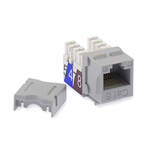 Beszin Cat.6 RJ45 110 Type Keystone Jack (50-Pack, Gray)