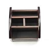 KLOUD City Dark Brown Wooden Rotating Ladder Style Desktop Organizer Pen Pencil Cup holder