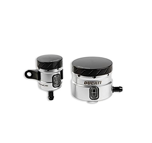 Ducati Performance Superbike Billet Aluminum Brake & Clutch Fluid Reservoirs (Silver 96180361A)