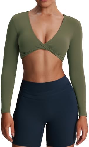 Amazon.com: Aoxjox Long Sleeve Crop Tops for Women Emma Twist Back