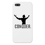 CONQUER iPhone 5/5s White Case Cover, Arnold Schwarzenegger Gym Bodybuilding Arnie Bodybuilder Mr Olympia Muscle Fitness Skin