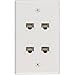 Buyer's Point Cat6 Female-to-Female Wall Plate | UL Listed, 4 Ports with an Easy Install Low Voltage Mounting Bracket, Perfect for High Speed Data Connection at Work or Home (White) — 1 Pack