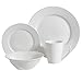 Gibson Home Amelia Court Porcelain Chip and Scratch Resistant Dinnerware Set, Service for 4 (16pcs), White (Round)