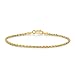 Floreo 10k Yellow Gold 2mm Diamond Cut Lite Rope Chain Bracelet or Anklet 8 Inch