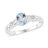 925 Sterling Silver Oval Sky Blue Topaz White Topaz Statement Ring for Women Cttw 1.2